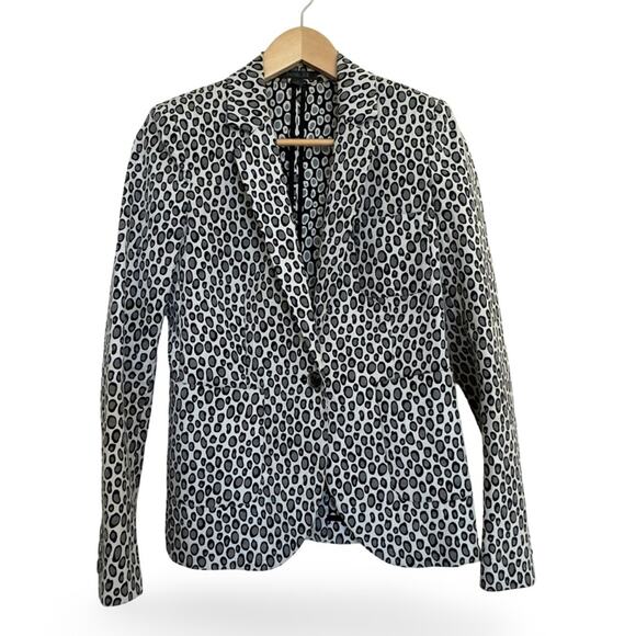 Rachel Zoe Leopard Animal Print Blk Grey Blazer Jacket Pockets Tailored Size 4 - Picture 3 of 11